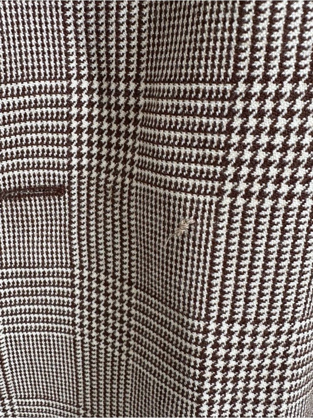 100% Wool Checked & Houndstooth Brown Plaid Blazer - Picture 6 of 13